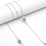 Chaîne lunettes boule diamantée argent
